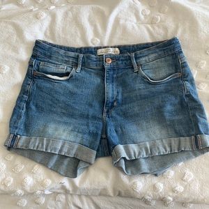 Mid Rise Denim Shorts